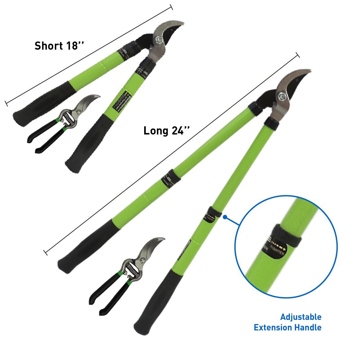 EasyGoProducts EGP-GARD-007 18” – 24” Telescoping Lopper with Hand Pruner Set – Single Pivot Bypas