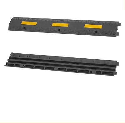 uyoyous 2 Channel Rubber Cable Floor Protector Ramp 100x15x3CM Heavy Duty Garage