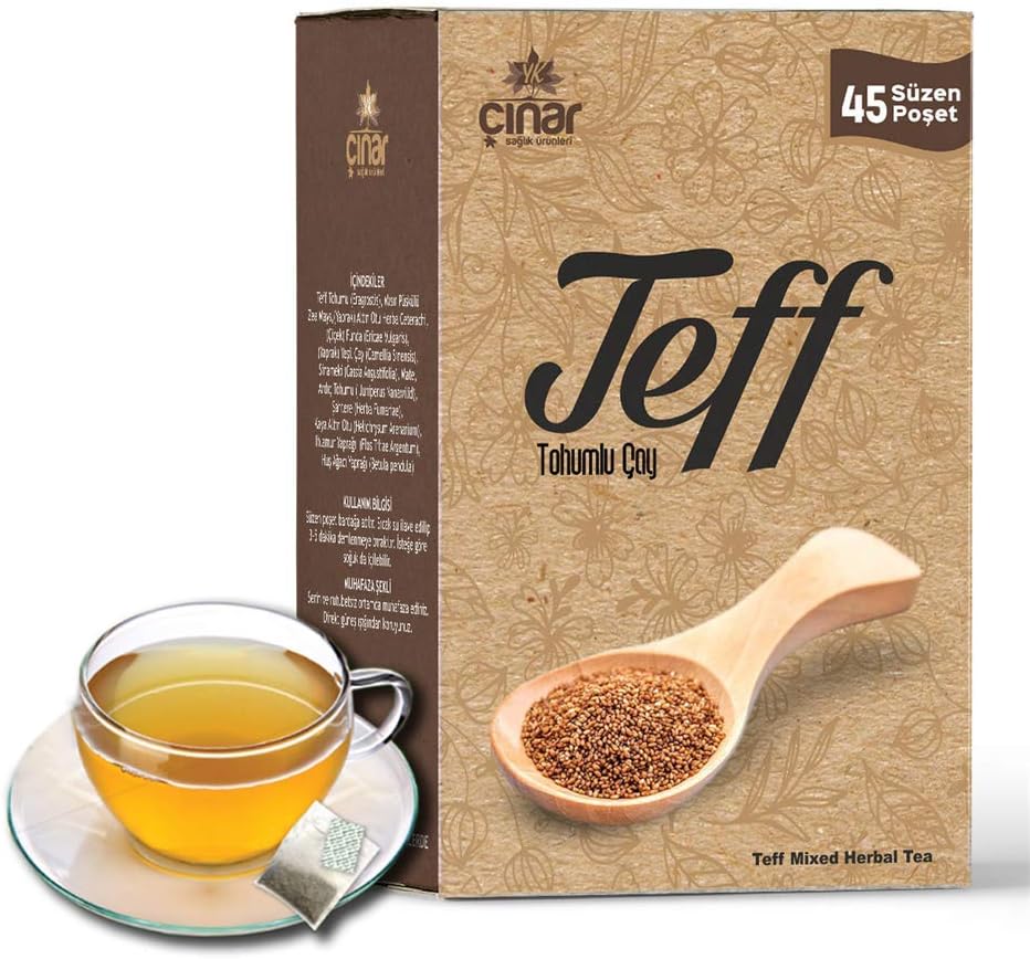 Cinar Herbal Tea with Teff Seeds - 45 Bags - TEFF TEA