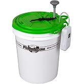 Flambeau Outdoors Bait Butler Live Bait Retrieval Lid with Net and Aerator | Pull-rod net lid brings live bait to the surface. Fits standard 5-gallon buckets, includes Portable Aerator 1, 40-hour
