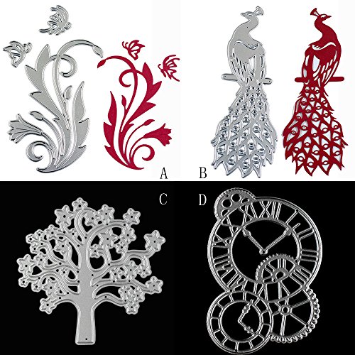 Transer Metal Die Cutting Dies Stencil For DIY Scrapbooking Album Paper Card Decor Craft (D, Silver)