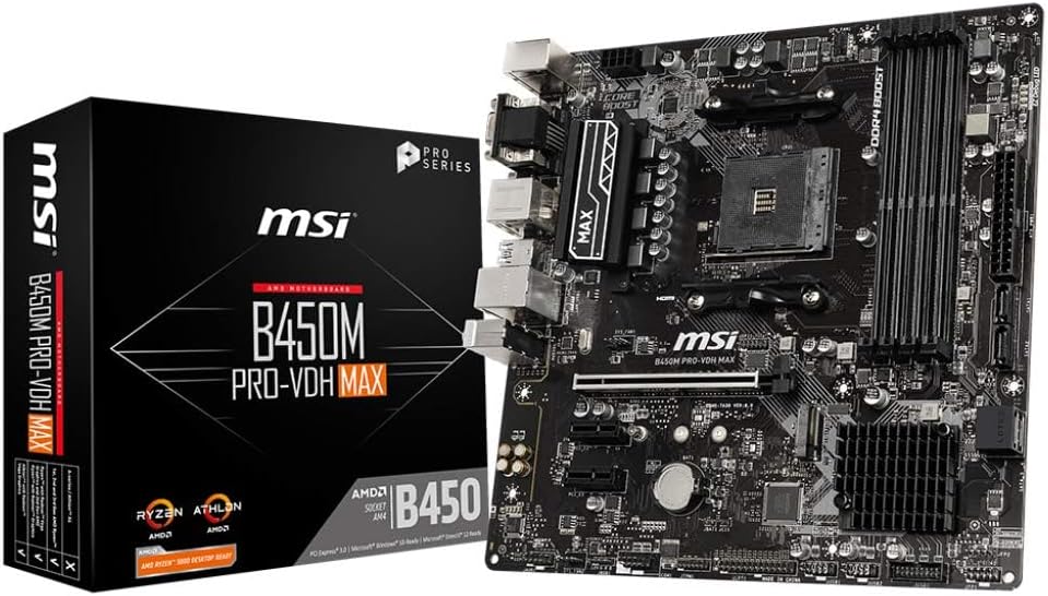 MSI B450M PRO-VDH MAX Motherboard DDR4 Turbo M.2 Core Boost Audio Boost