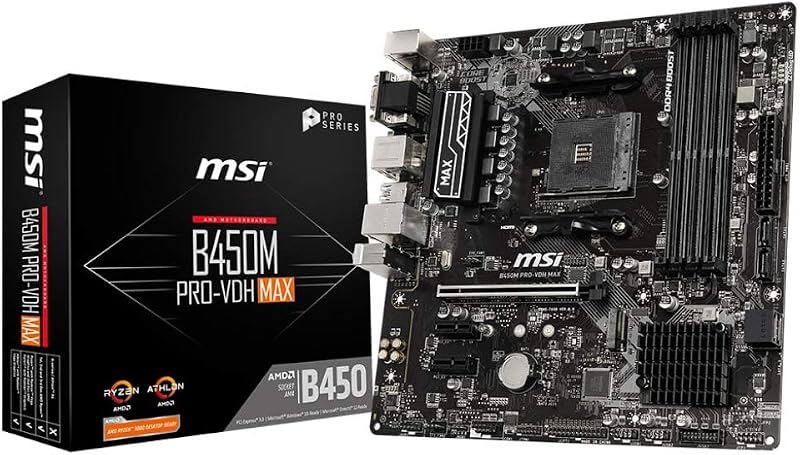 MSI B450M PRO-VDH MAX Motherboard DDR4 Turbo M.2 Core Boost Audio Boost