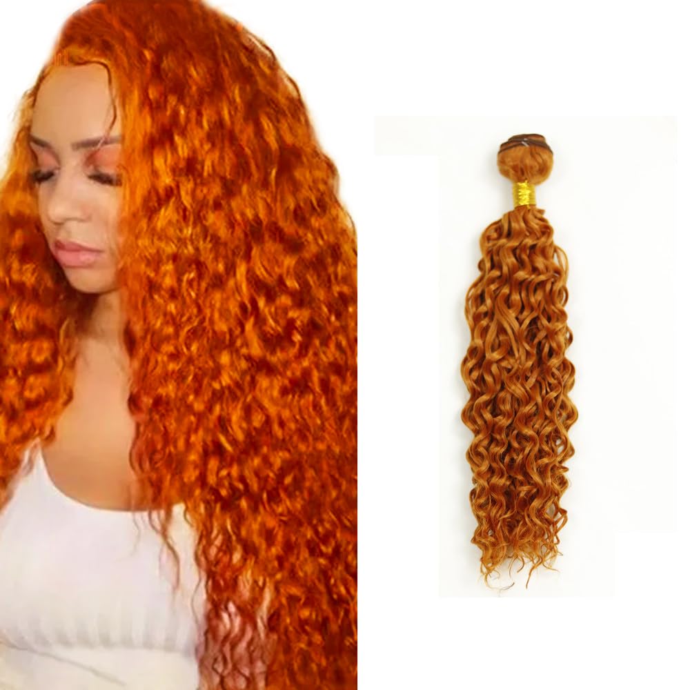 Photo 1 of #350 Ginger Orange Bundles Human Hair Water Wave Human Hair Bundles 26 Inch Orange Brazilian Hair 1 Bundle Unprocessed Virgin Remy Hair Extensions 50 Gram Per Bundle