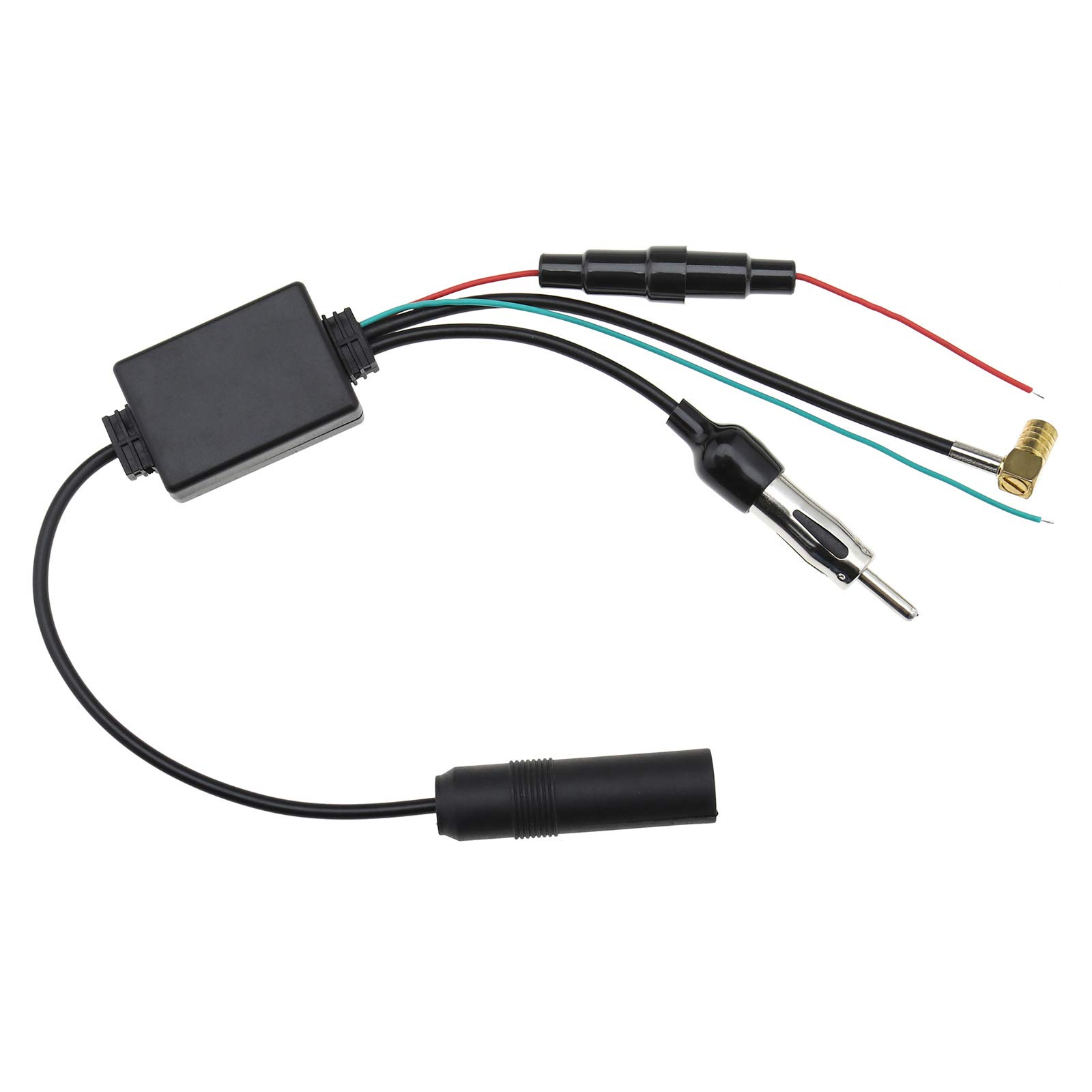 OTOTEC Car Antenna Signal Amplifier Din Female to DIN Male SMB Elbow Connector Active & Ground Wire AM/FM DAB Aerial Splitter Cable