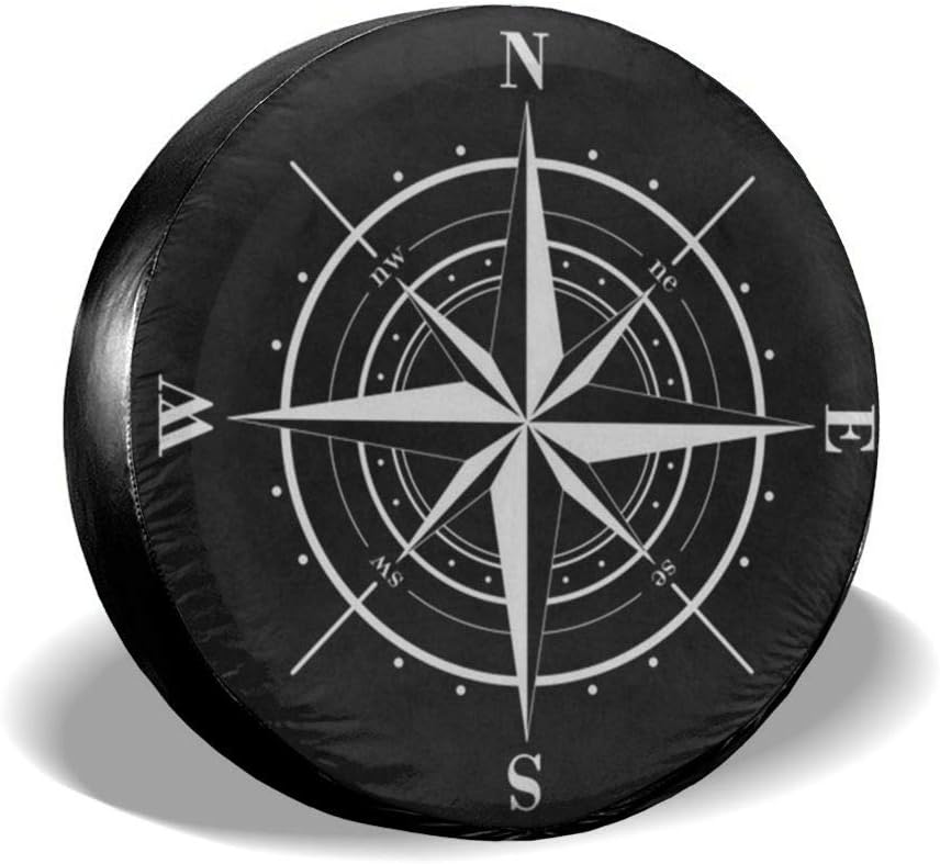 Ouqiuwa Spare Tire Cover Compass Wind Rose Black White