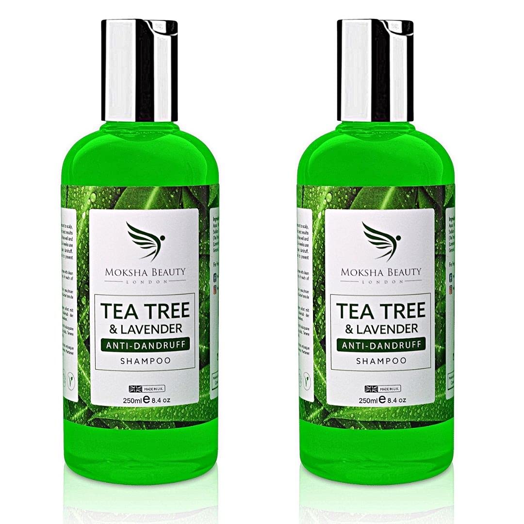 Tea Tree Oil Anti Dandruff Shampoo - 2 Pack Therapeutic Grade | Antifungal for Dry Itchy Flaky Scalp and Hair | Prevents Head Lice Men Women | 250ml