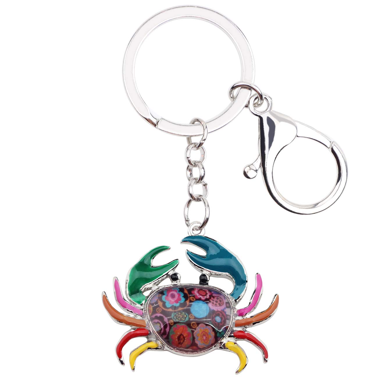 WEVENI Metal Alloy Crab Key Chain Ring Fashion Ocean Jewelry For Women Handbag Bag Charm Keychain Accessories (Multicolor)
