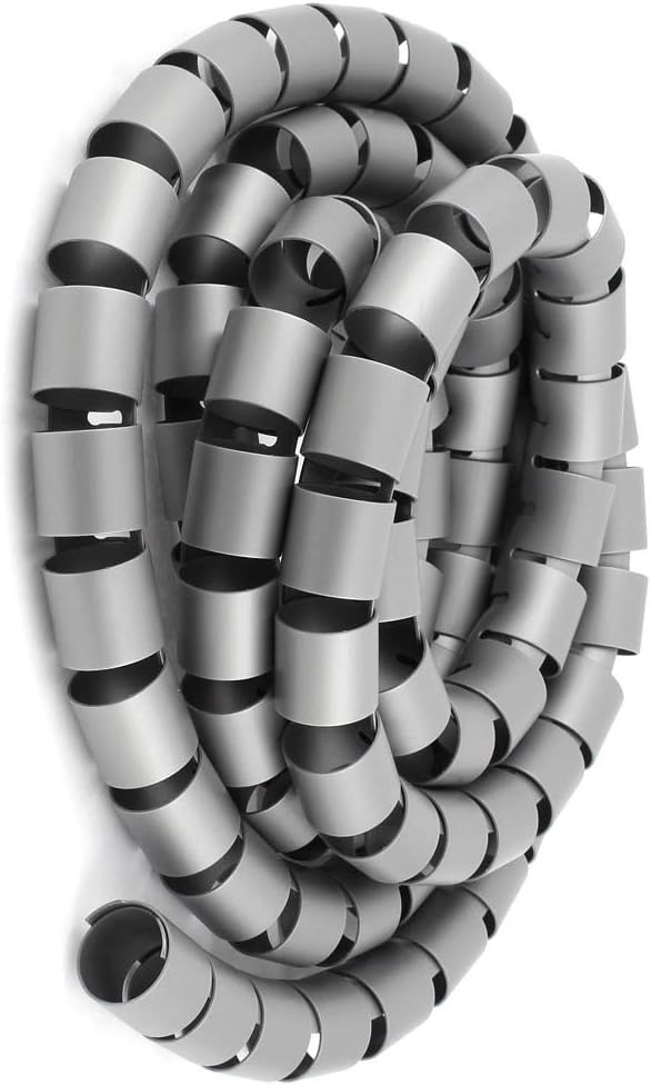 Aexit Spiral Tube Cable Wire Wrap Cord Management 40mm Dia 3Meter Long Gray (d85838e55299925b2b499d07ba300653)