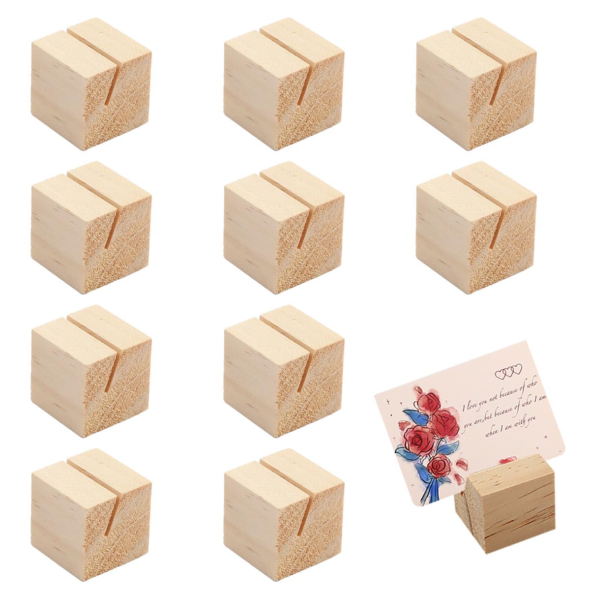 Auswalar 10 PCS Wood Place Card Holders,Wood Table Number Holders,Stands Picture Holder,for Home Wedding, Party, Decoration, Photo Display