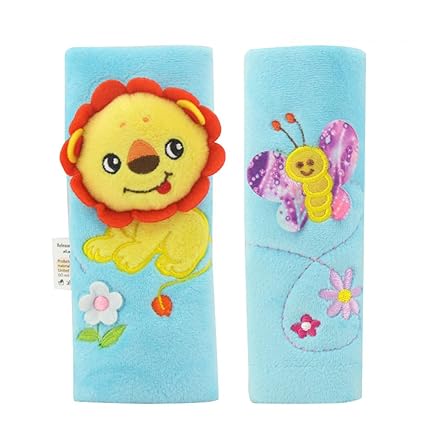 ShiningLove Baby Car Seat Belt Strap Cover Pad Cushion Infant Baby Stroller Accessories Pushchair Pad Children Safety Belt Cover A Lion Butterfly 15cm