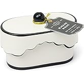 Paddywax CHÉRIE Ceramic Dish Candle, Soy Wax Candle, Poured with Love Ceramic Jar with Scalloped Lid, Reusable Vessel, 5.5 oz, Black Fig & Olive