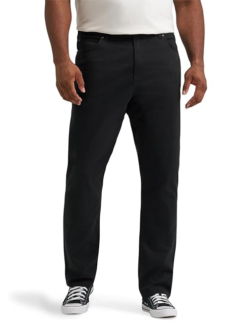 Lee Men's Big & Tall Extreme Motion Straight Taper Jean, Black