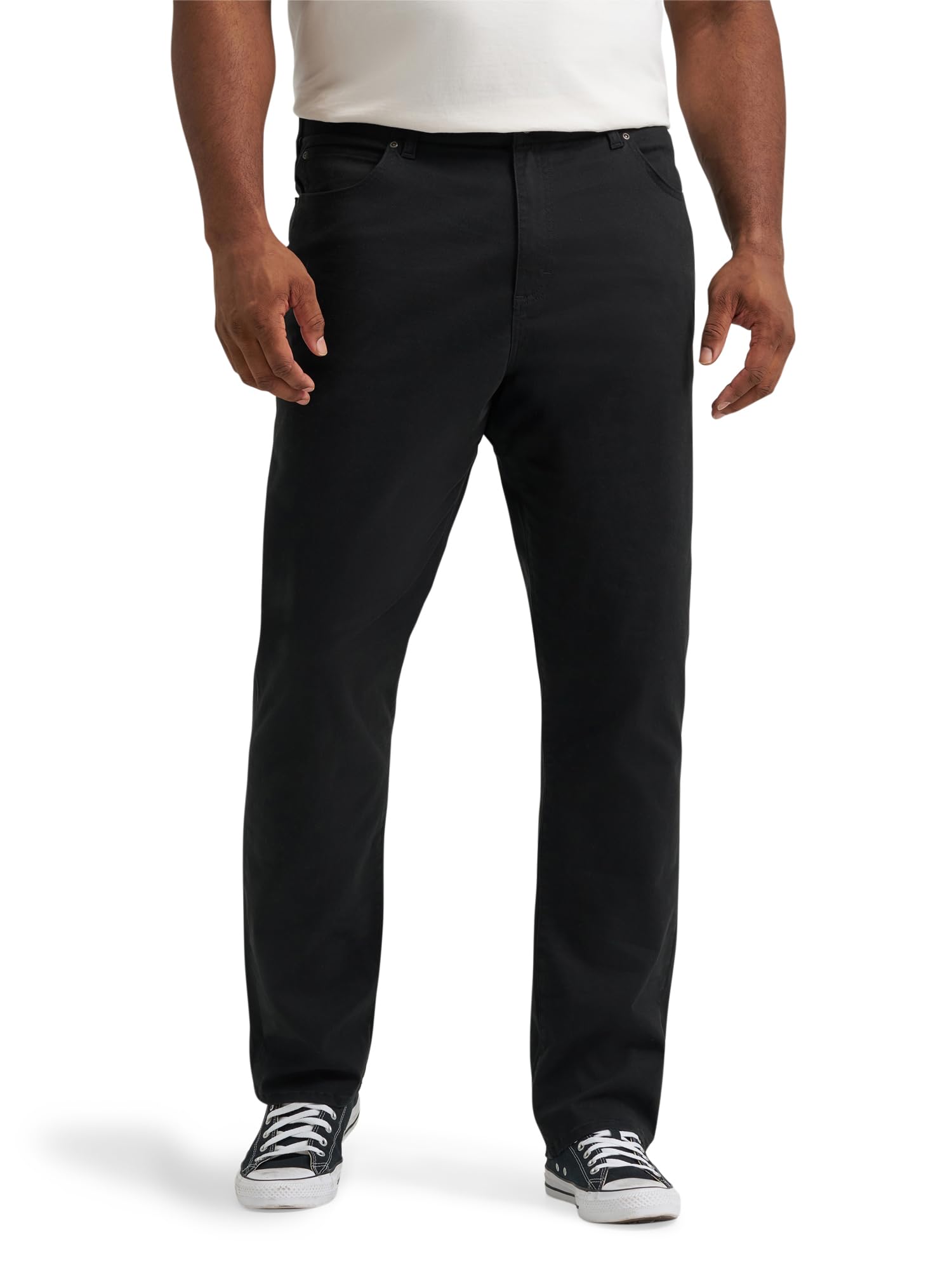 Lee Men's Big & Tall Extreme Motion Straight Taper Jean, Black, 46W x 29L Image