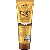 Every Strand Simply Curls Curl Defining Creme with Coconut Oil and Shea Butter, 8 Oz, Curl Enhancing and Anti Frizz Styling Cream for Wavy, Curly, and Coily Hair, Latex Free
