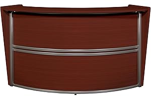 Romig Marque Single-Unit Reception Curved Desk Workstation “72W x 32D” - Mahogany