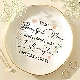 Birthday Gifts for Mom with Box - 4.5" Ceramic Jewelry Dish Tray - Thank You Mom Gift from Daughter Son, Christmas Gift for M