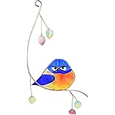 Lolitarcrafts Grumpy Owl Stained Glass Suncatcher Bluebird Stained Window Painting Bird Hanging