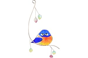 Lolitarcrafts Grumpy Owl Stained Glass Suncatcher Bluebird Stained Window Painting Bird Hanging