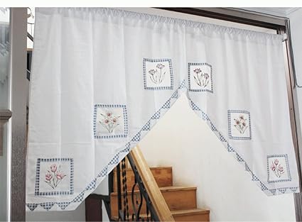 PANDA SUPERSTORE Panda Superstore Country Style Cotton Swag Blue Plaid Flower Window Swag