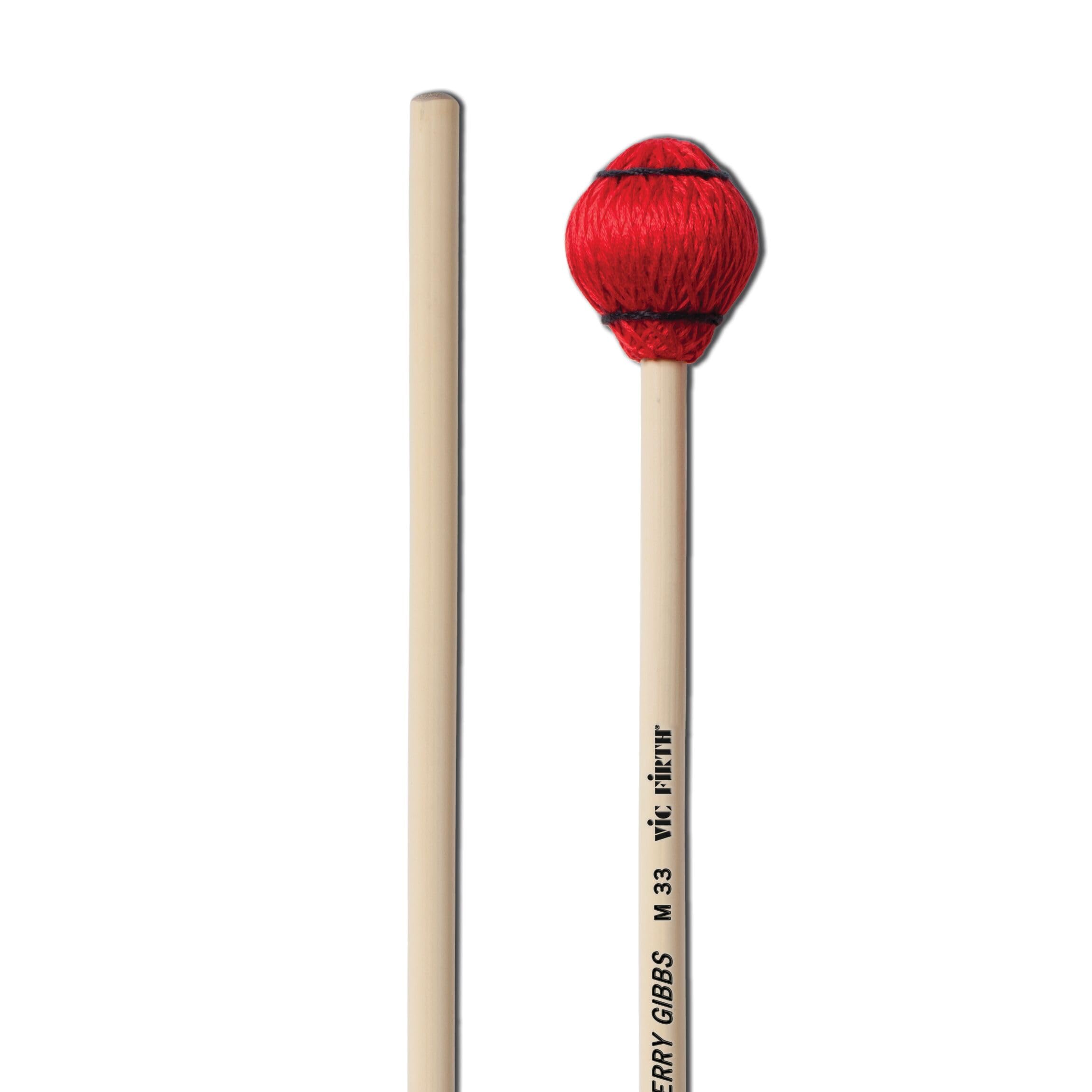 Vic FIrth - Signature Series Marimba Mallets - M33 - Terry Gibbs - Cord - Hard - Red — image 1