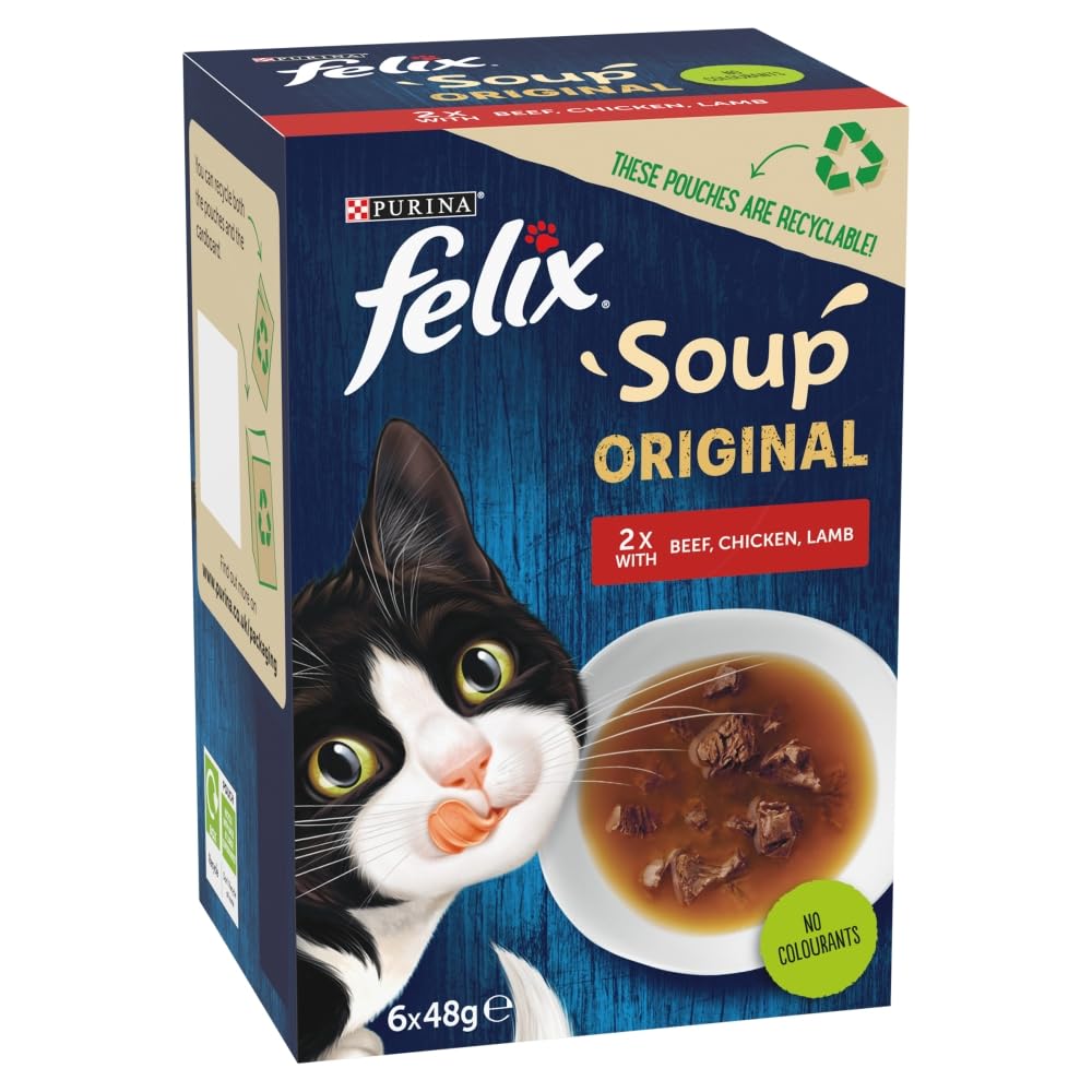 Purina FELIX Soup Cat Food Farm Selection (1 pack of 6x48g)
