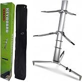 Miwayer Column Keyboard Stand Professional Heavy Duty Piano Stands Aluminum Alloy Foldable Double Adjustable Height for 61, 76, 88 Keys Keyboard Piano with Carry Bag (Silver)