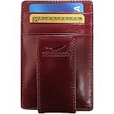 Money Clip Leather Wallet For Men Slim Front Pocket RFID Blocking with Super Strong Magnetic