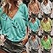 Blusa Suelta para Mujer Tops Con Cuello En v Camiseta De Manga Corta Con Estampado De Hojas Ocasionales En Verano Bluethumb 2