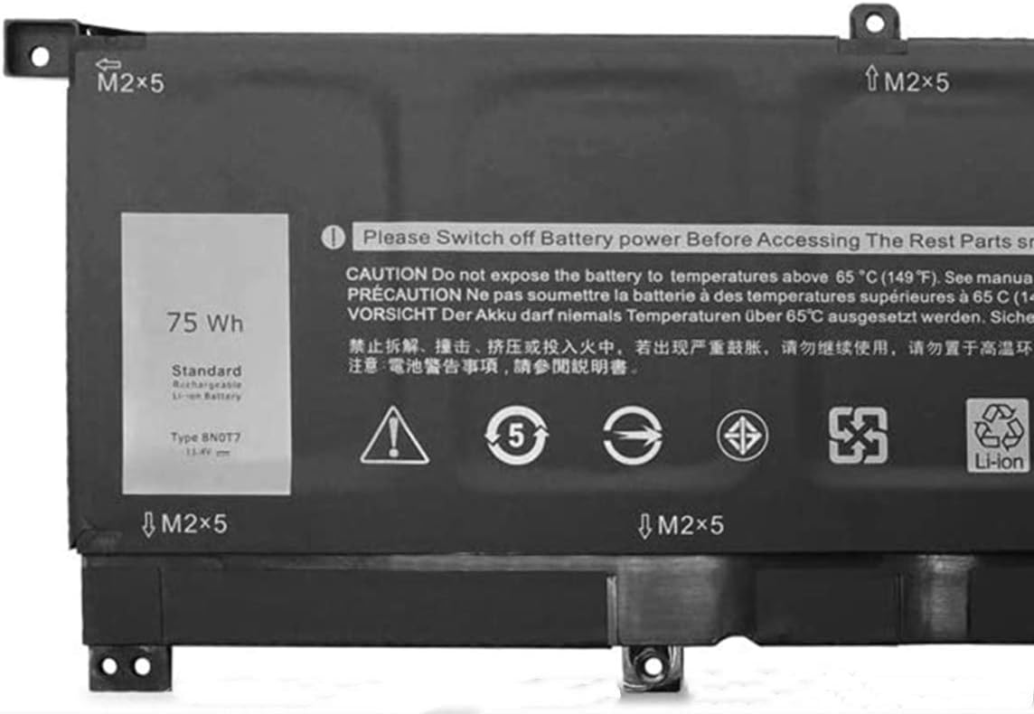 ASKC 8N0T7 Laptop Battery for DELL XPS 15 9575 P73F001 15-9575-D1605TS 15-9575-D1805TS Precision 5530 2-in-1 Series Notebook 08N0T7 TMFYT 0TMFYT 11.4V 75Wh 6-Cell - Image 3