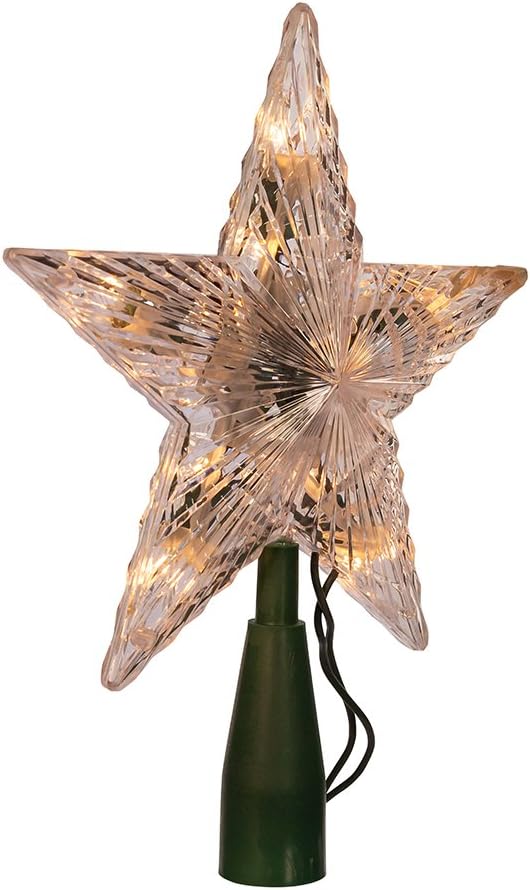 Tree Toppers - Kurt Adler Star Treetop 10-Light Set, 7-Inch, Clear