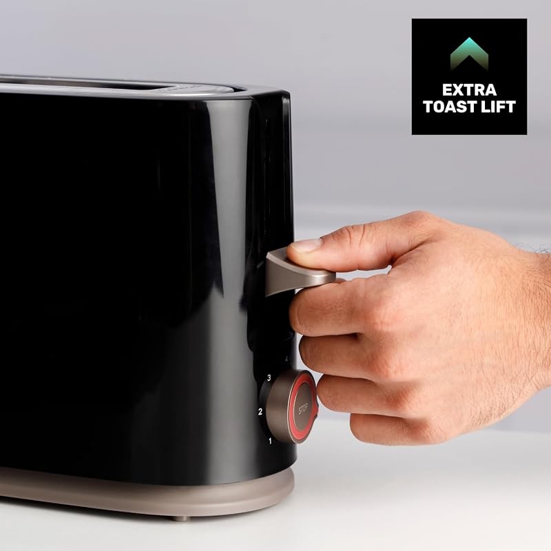 , Tostadora Mytoast Nero 1000W, 7 Niveles de Tostado, Ranura Extralarga 26x3.8, Sistema Autocentrado, Bandeja Recogemigas, Elevación Extra, Recoge Cable, Pies Antideslizantes — foto 3 de 8