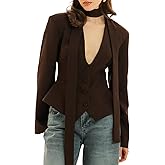 Tcremisa Blazers for Women Business Casual V Neck Button Up Blazer Jackets Dressy Long Sleeve Office Work Suit Tops