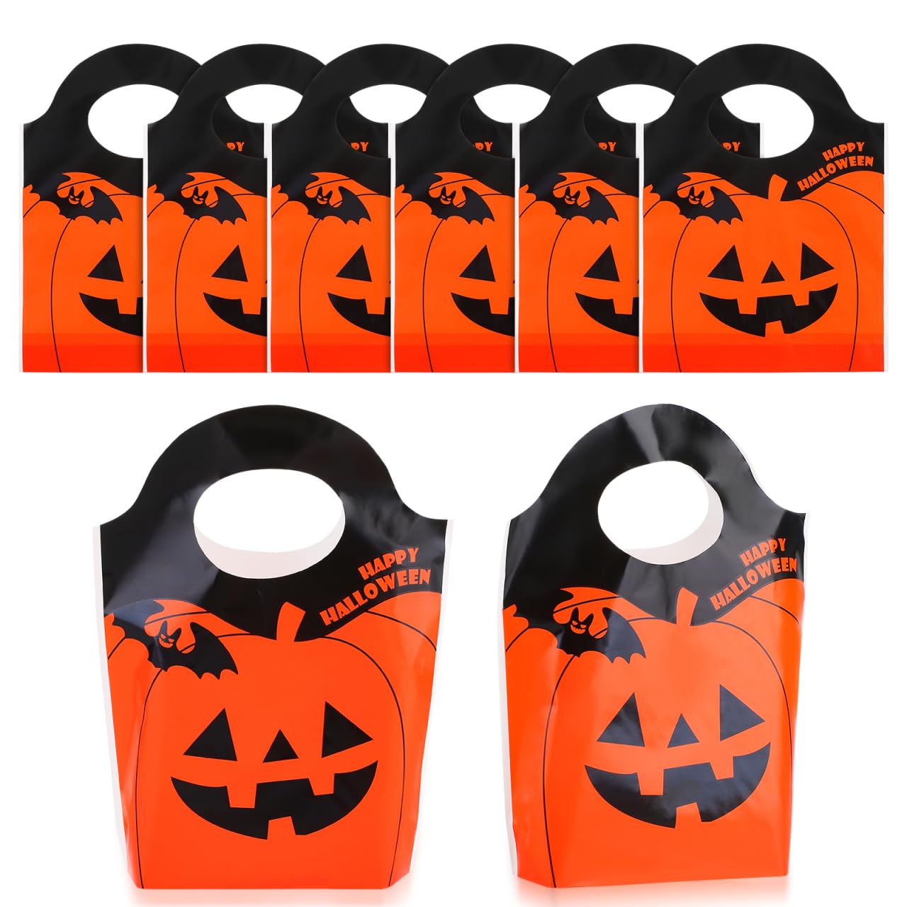 Holibanna Halloween Pumpkin Tote Bag Portable Packing Pouch with Handle for Party Favors Candy Storage Grocery Shopping