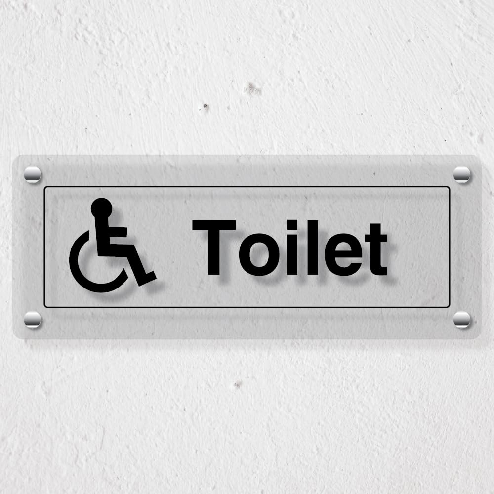 V Safety Disabled Toilet - 450 x 150 mm - Acrylic Perspex Cast Clear Safety Sign
