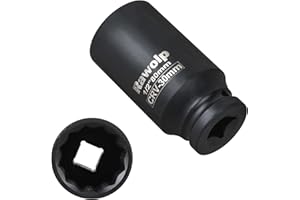 RAWOLP Axle Nut Impact Socket, 30mm 12-Point, 1/2 Inch Drive, Deep Well Hub Lock Nut Remover (1pack)