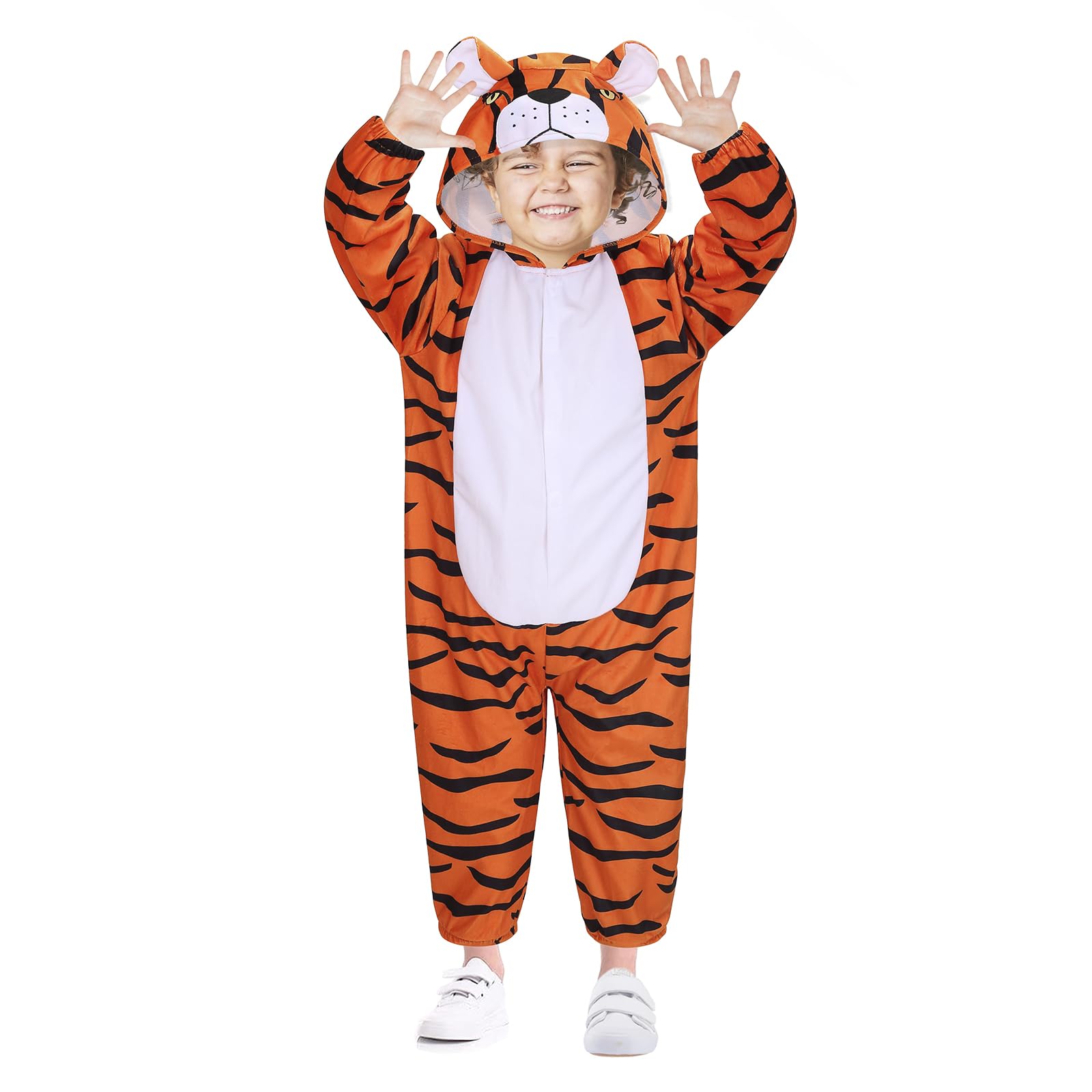 maxToonrain Kids Tiger Costumes - Boys and Girls Halloween Animal Fancy Dress Tiger Onesie for World Book Day/Book Week and Christmas Theme Party (9-10 Yrs, 140CM)