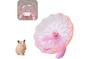 WishLotus Hamster Flying Saucer, Transparent Plastic Exercise Spinner Sports Wheel for Small Pets Like Guinea Pig, Gerbils, Chinchillas (Pink)
