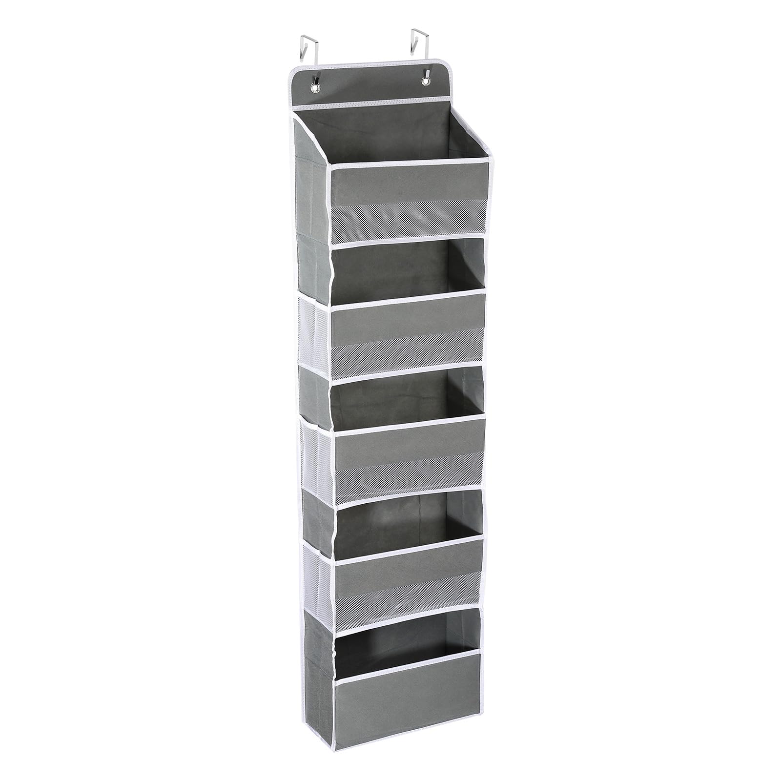 PATIKIL Over The Door Shoe Organizer Hanging Rack Storage with 5 Large Pockets & 6 Side Pockets Wall Mount 35 lbs Weight Capacity for Door Wall Closet Shoes, 5 Layer, Grey