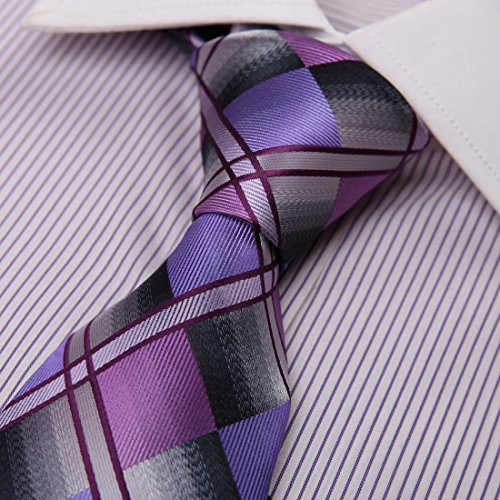 DAA7C15D Purple Grey Checkered Microfiber Tie Gift Idea For Graduation Neckwear By Dan Smith