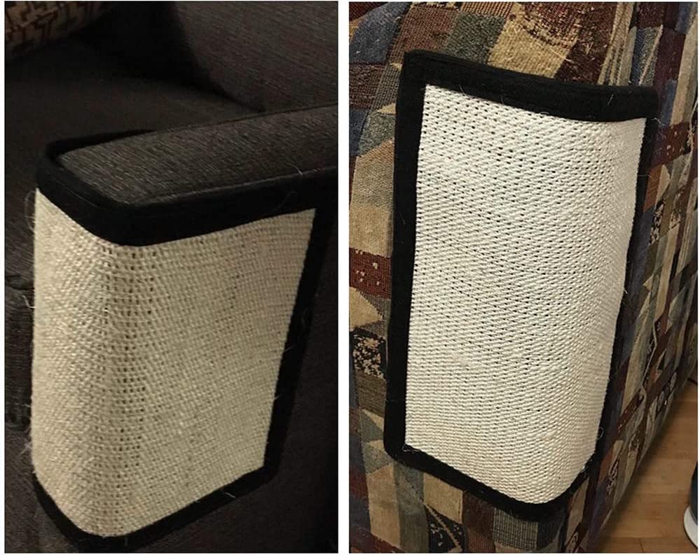 Cat Scratching Mat Sofa Furniture Protector Sisal Cats Kitten Scratch Mat Board Pad Flat Scratching Scratcher Pet Claws Guard Sofa Couch Protector (2Pcs Beige-Nail fixing for cloth sofa chairs)