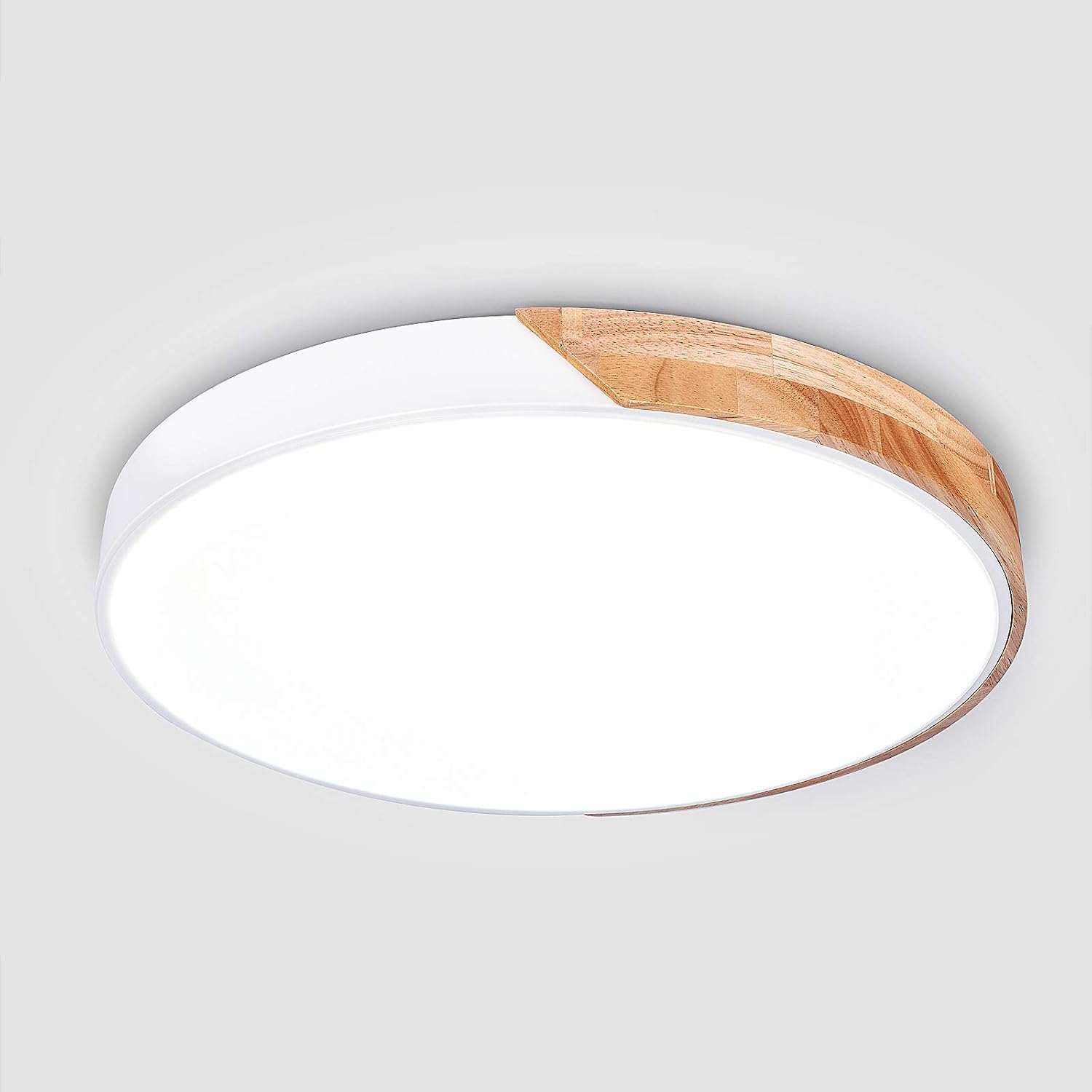 EDISLIVE LED Ceiling Light Dimmable, Modern Flush Ceiling Lights Fitting, Wood Ceiling Lighting for Living Room Bedroom Kitchen Lounge Hallway