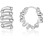 Aprilery 14K Gold Plated Hoop Earrings for Women, Trendy Gold Hoop Earrings Statement Cuff Lightweight Hypoallergenic Jewelry for Her