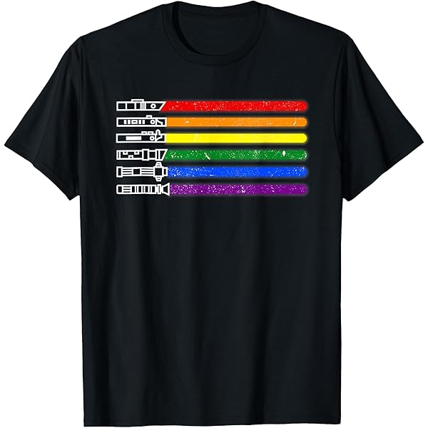 Amazon.com: Star Wars Lightsabers Rainbow Flag Logo T-Shirt : Clothing,  Shoes \u0026 Jewelry