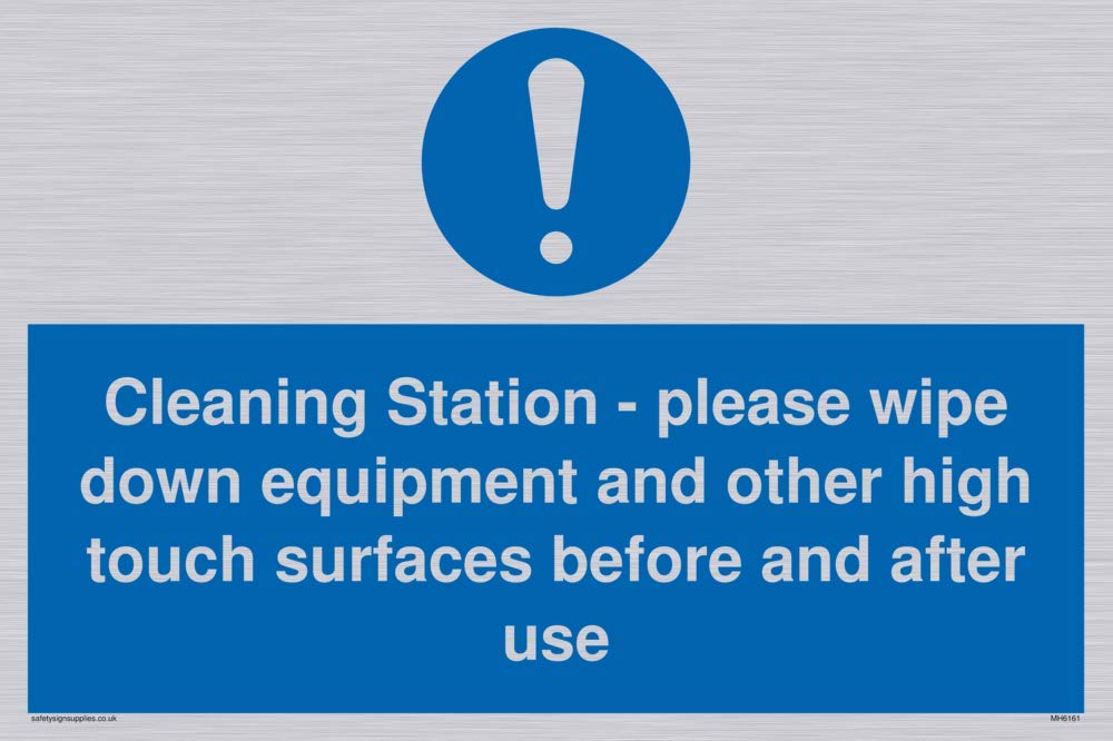 Cleaning Station - please wipe down equipment and other high touch surfaces before and after use