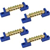 Tugermoola 4PCS Grounding Bus Bar 6 Positions Terminal Block Ground Bus Bar Brass Wire Screw Terminal Electrical Bus Bars OLA002-6K
