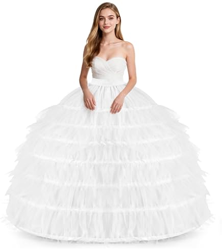 AtSopop Full A-line 6 Hoop Petticoat for Women Underskirt Slip Crinoline For Bridal Dress PT06 at Amazon Women's Clothing store