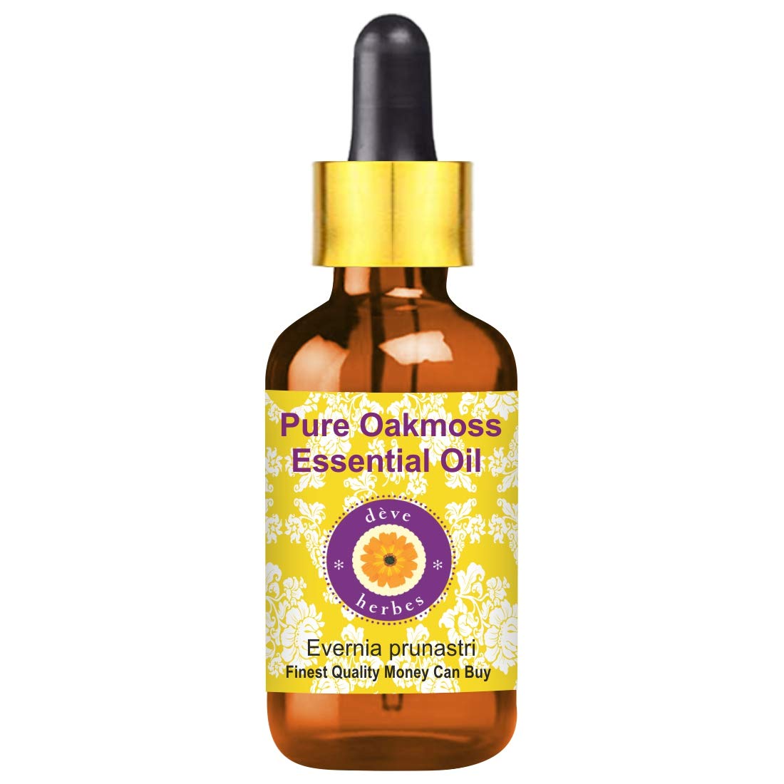 Deve Herbes Pure Oakmoss Essential Oil (Evernia prunastri) Non-Sticky | Non-Greasy | Fresh Earthy-Woody Aroma | for Aromatherapy, Massage & DIY Use | Steam Distilled 15ml with Glass Dropper