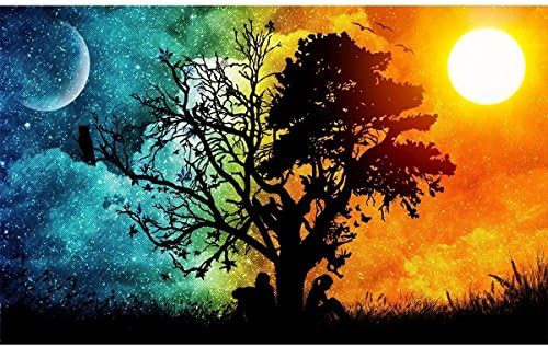 Andbby DIY 5D Diamond Painting, Crystal Rhinestone Embroidery Pictures Arts Craft for Home Wall (Day and Night 50x35cm Full Drill)