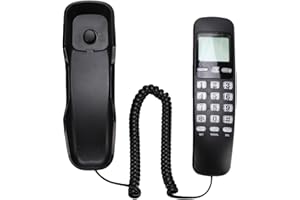 Generic Basic Corded Telephone with Dual Call Display System for Home Hotel, Long Lasting ABS Material (Black(English Version